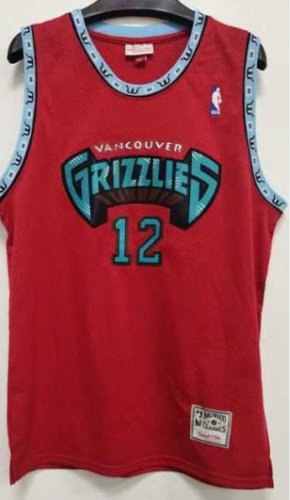 NBA 12 Morant Grizzlies Maillot Retro Rouge brodé